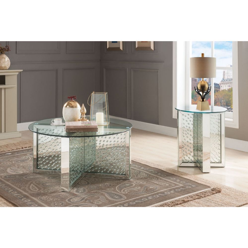 Nysa - Coffee Table - Mirrored & Faux Crystals