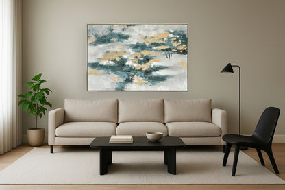 Verdant Gold Drift - 39" x 59" Framed Wall Art