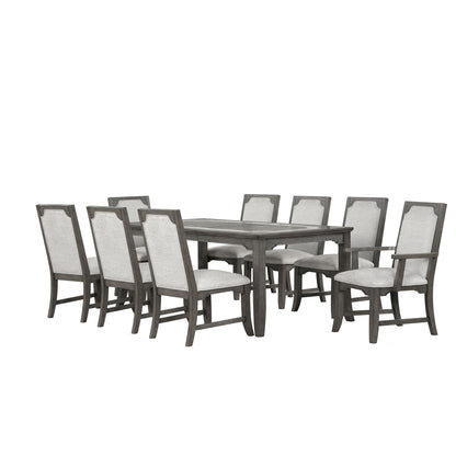 Lisbon - 7 Piece Dining Room Set (Rectangle Dining Table With 4 Chairs & 2 Arms Chairs) - Dark Gray / Gray