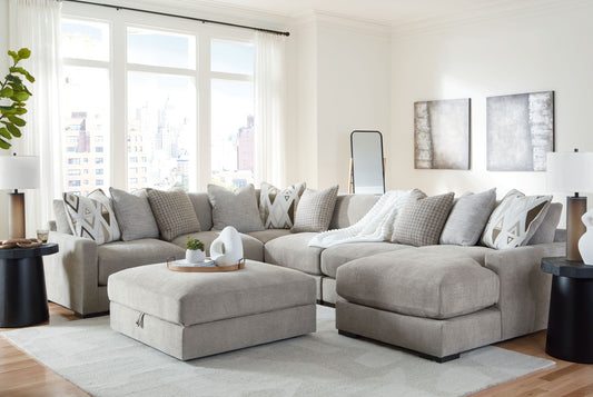 Aslan Court - 2 Pc. - 6-Piece Sectional With Raf Corner Chaise, Ottoman - Pebble