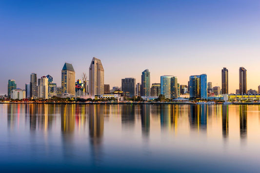 Temp Glass With Foil - San Diego Skyline - Blue