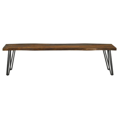 Neve - Live-Edge Dining Bench With Hairpin Legs - Sheesham Gray And Gunmetal