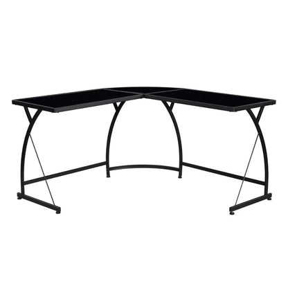 Janison - Writing Desk - Black Glass & Black