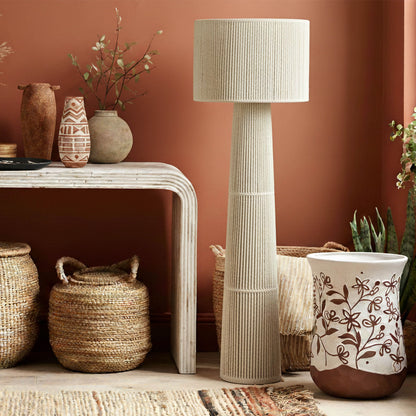 Tapered - Chenille Fiber Floor Lamp - Natural
