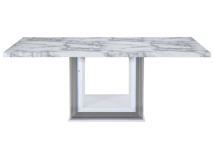 Ylime - Marble Dining Table - Light Gray / White