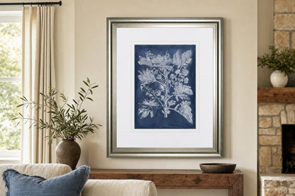 34x40 Besler Leaves in Indigo II By Vision Studio - Blue
