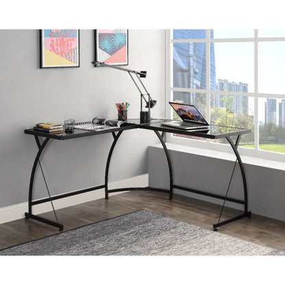 Janison - Writing Desk - Black Glass & Black