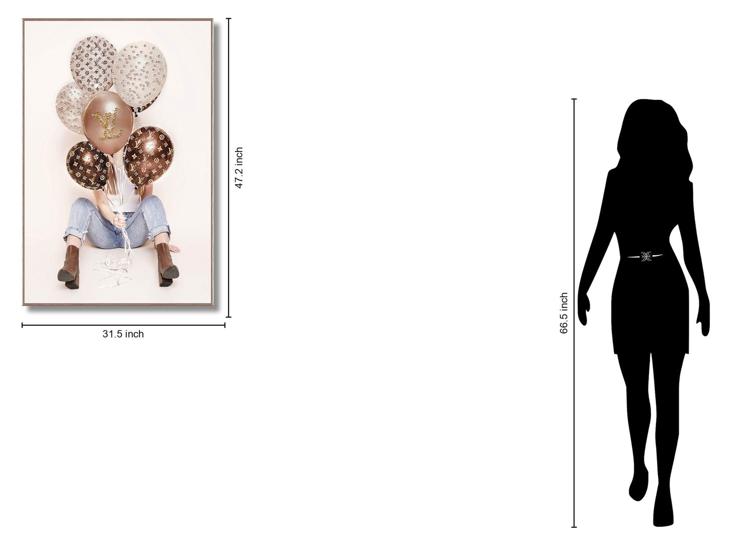 Rose Metallic Balloons - 32" x 47" Framed Wall Art