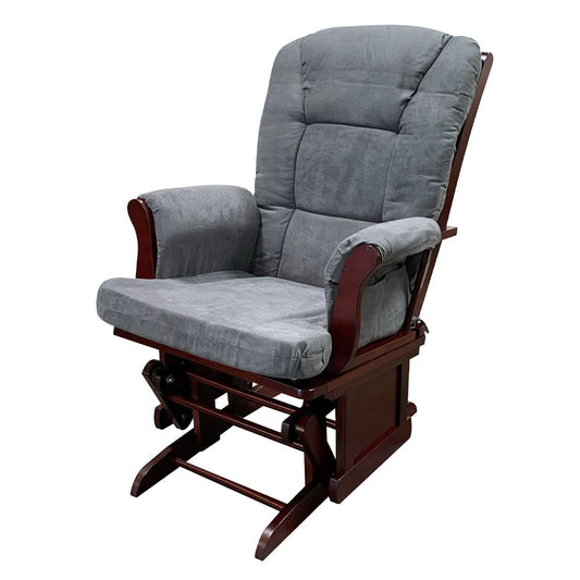 Aeron - Glider Chair & Ottoman - Gray Microfiber & Cherry