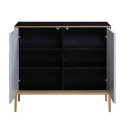 Quilla - Console Cabinet - Black, Gray & Brass