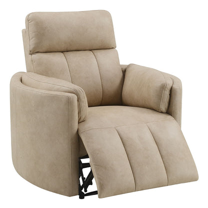 Elison - Motion Glider Recliner With Swivel - Dark Beige Polish Microfiber