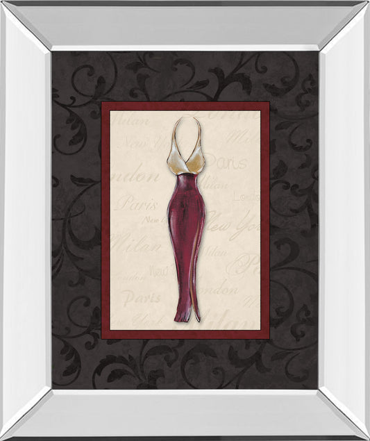 Fashion Dress Il By Susan Osbourne Mirror Framed Print Wall Art - Dark Gray