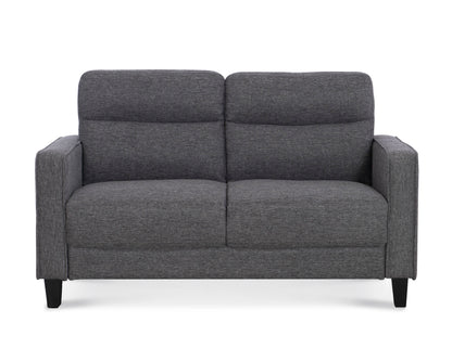 Nolan - Channeled Loveseat - Medium Gray Velvet