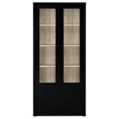 Hawthorne - 4-Shelf Glass Door Tall Cabinet With Drawers