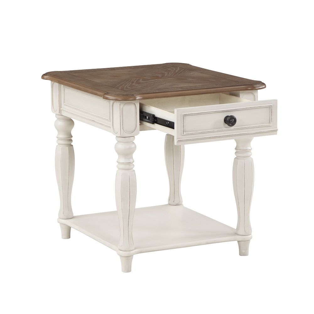 Florian - End Table - Oak & Antique White