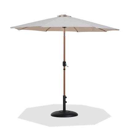 Fiji - Aluminum Patio Umbrella With Round Black And Teak Base