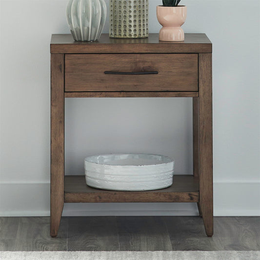 Shaker Lakes - Open Nightstand With Charging Station - Harvest Brown