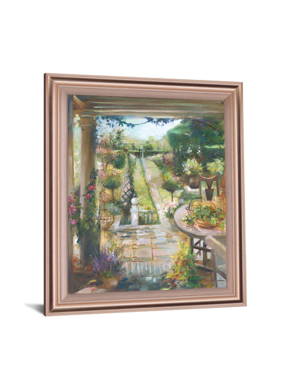 Sunlit Garden Retreat - 34" x 28" Framed Wall Art