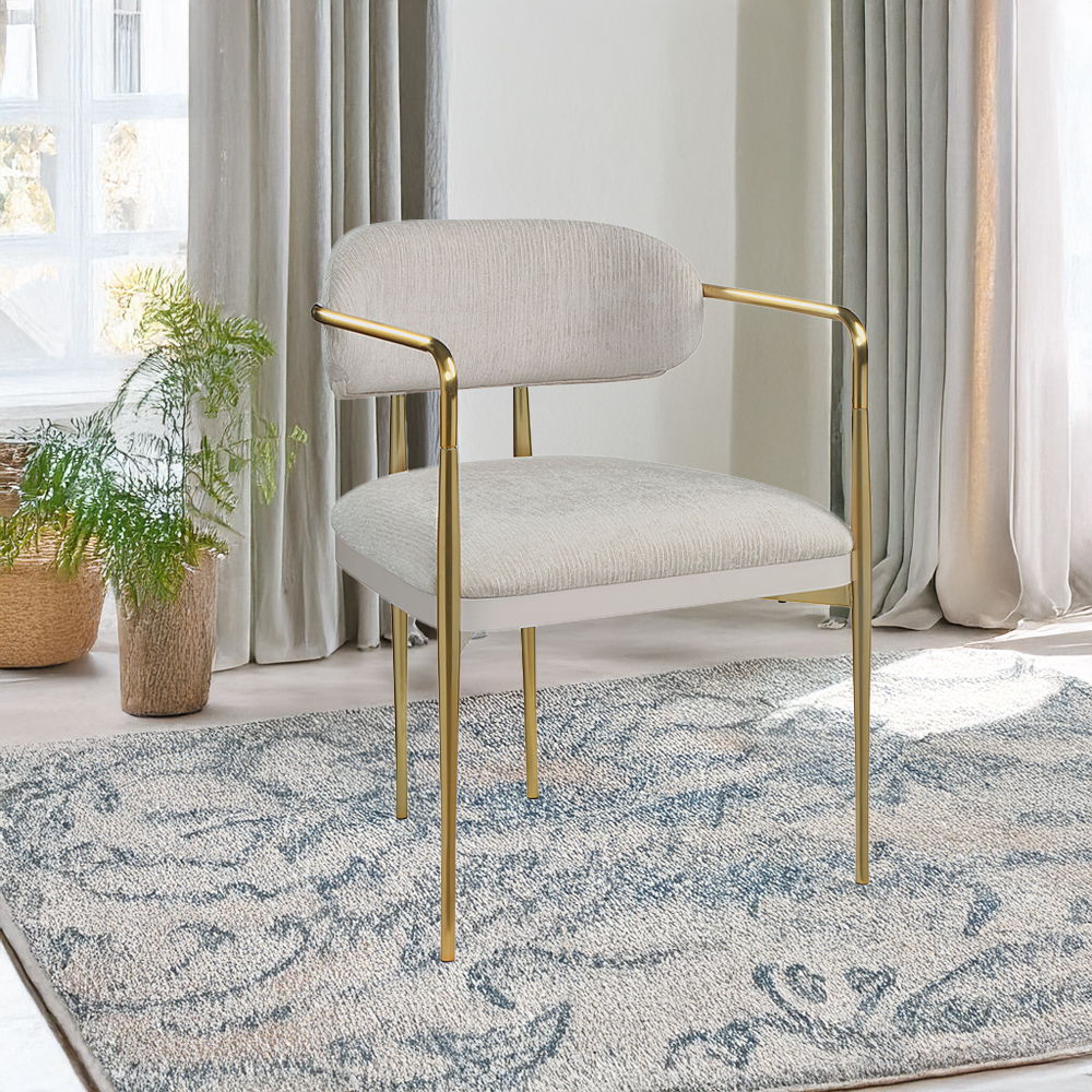 Zayn - Arm Chair Set of 2) - Beige Chenille & Gold