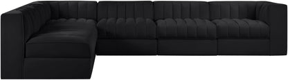 Rummi - Velvet Performance Fabric Upholstered 6 Piece Modular Sectional
