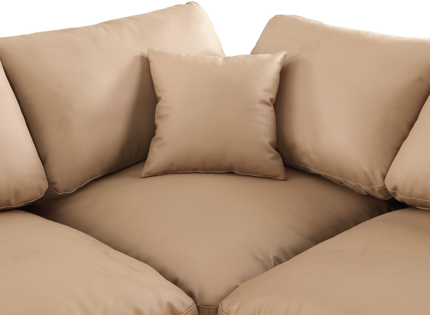 Comfy - 5 Piece Faux Leather Modular Sectional With Chaise - Tan