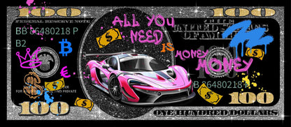 Glitzy Racer Dream - 28" x 63" Framed Wall Art - Black