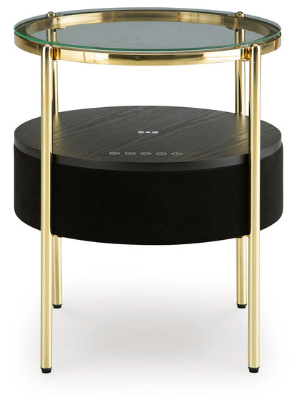 Nedman - Black / Gold Finish - Accent Table With Speaker