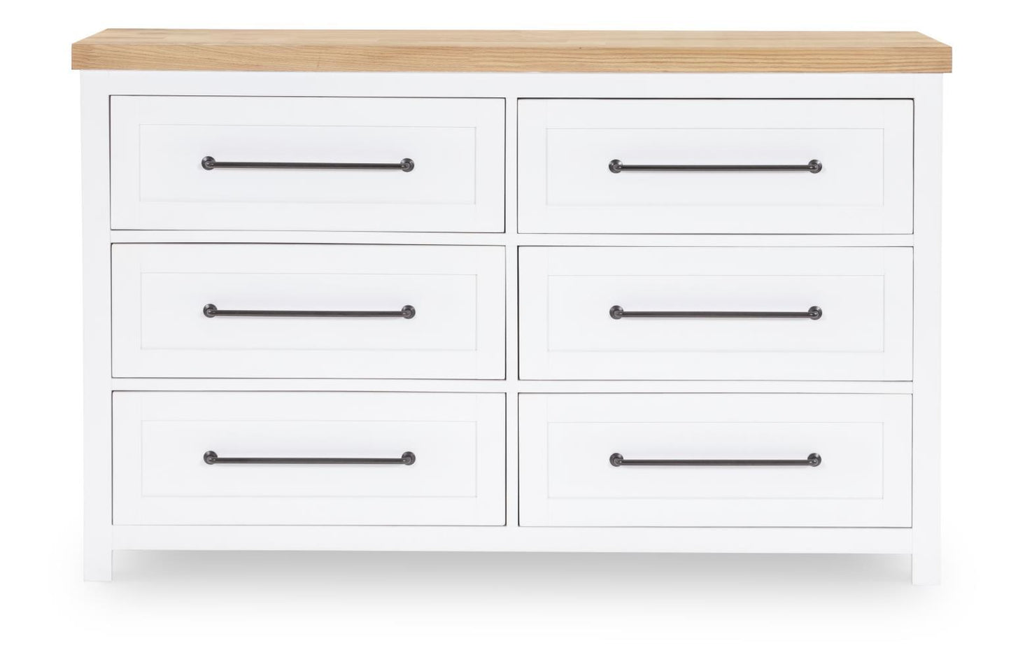 Horizons - 6 Drawers Dresser - Pure White / Natural Oak