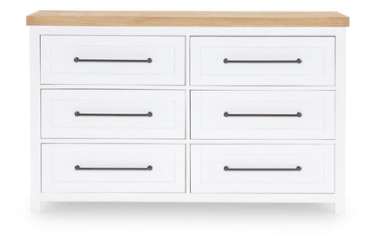 Horizons - 6 Drawers Dresser - Pure White / Natural Oak