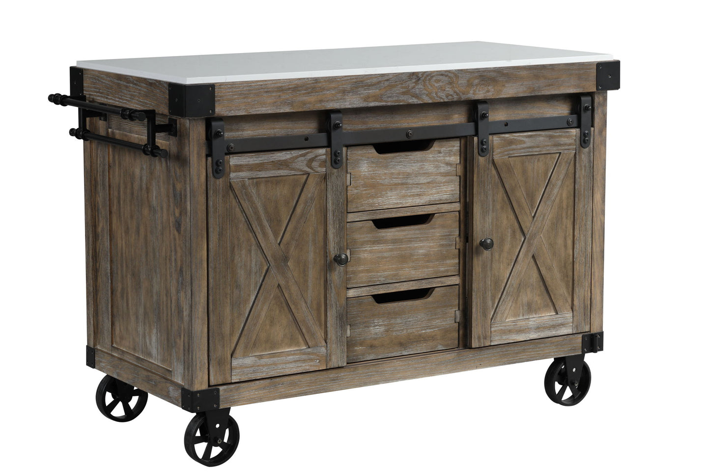 Alforvott - Kitchen Island - Marble Top & Weathered Gray