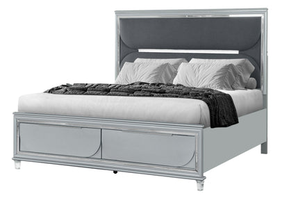 Caleb - 5 Piece Queen Bedroom Set With LED - Silver