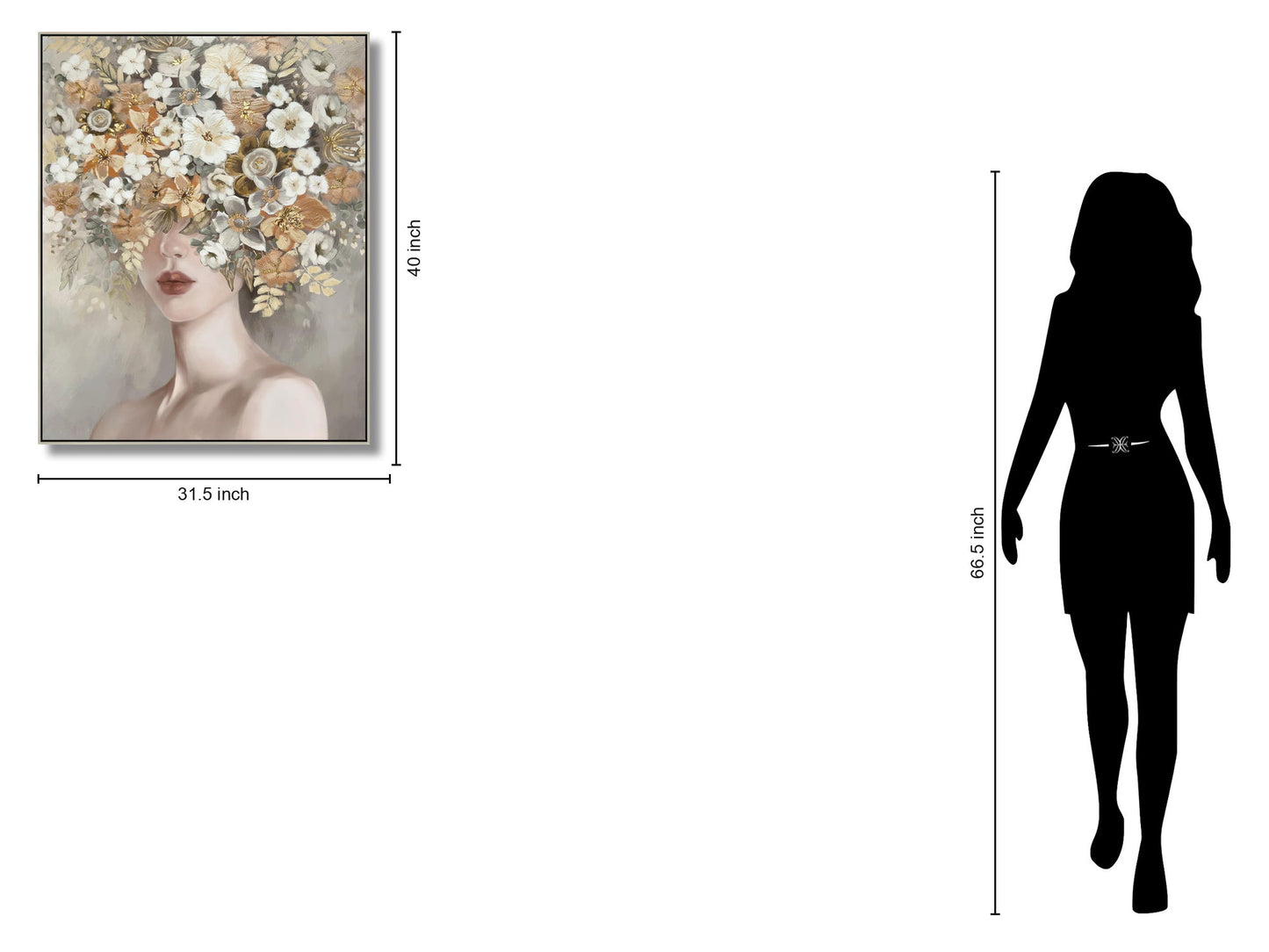 Blossom Veil Muse - 40" x 32" Framed Wall Art - Gray