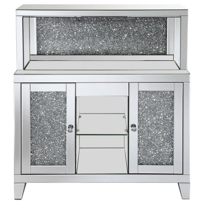 Yvaine - 2-Door Mirrored Acrylic Home Bar Wine Cabinet - Silver