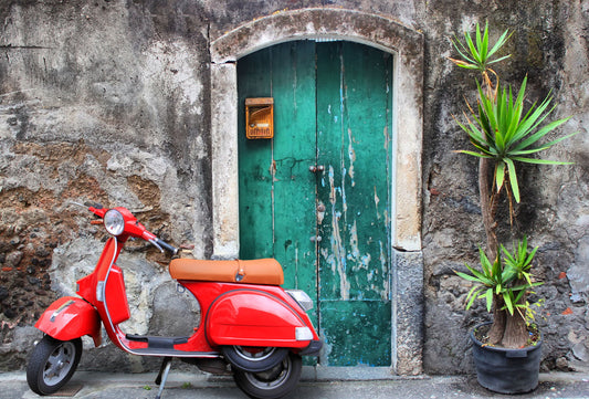 Framed - Moped And Door - Dark Gray