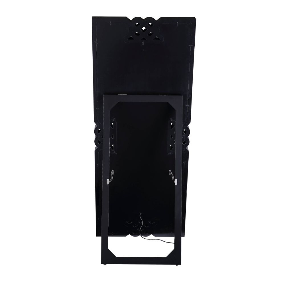 Noralie - 63" Rectangular Floor Mirror With Faux Diamonds - Mirrored