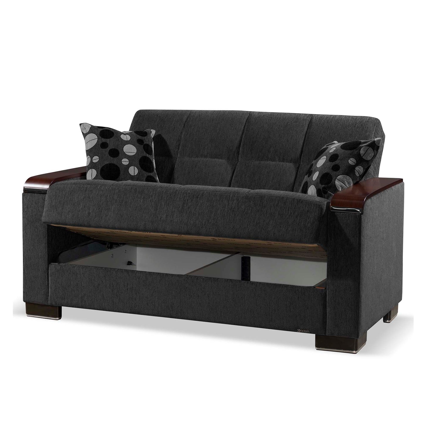 Ottomanson Armada X - Upholstered Convertible Wood Trimmed Loveseat With Storage