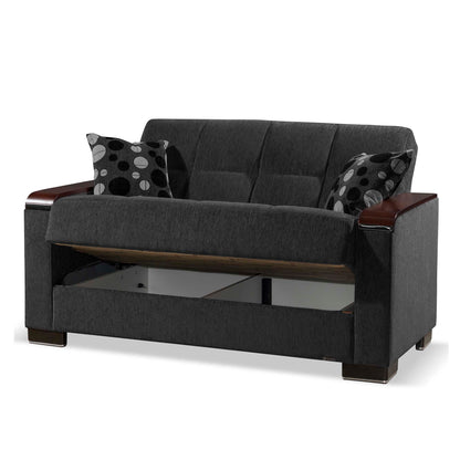 Ottomanson Armada X - Upholstered Convertible Wood Trimmed Loveseat With Storage