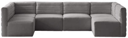 Quincy - Modular Sectional 6 Piece - Grey - Fabric