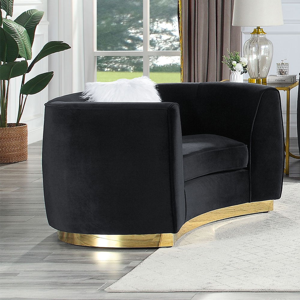 Achelle - Chair With Pillow - Black Velvet