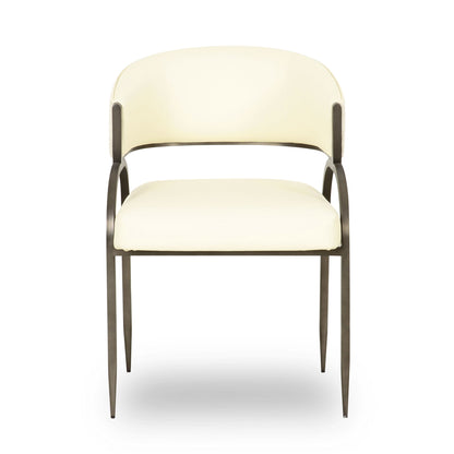 Tatum - Vegan Leather And 2-Tone Jacquard Dining Chair - Cream