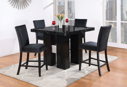 D04 Black Bar Table And Four D04 Bar Stools - Black