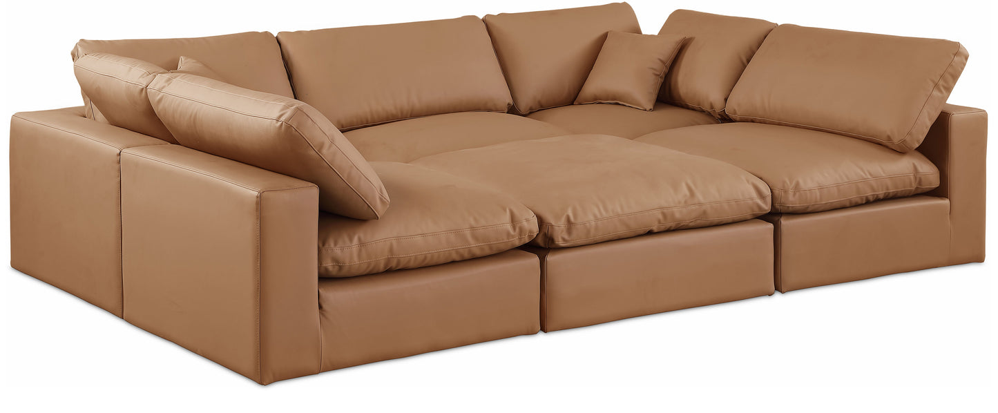 Comfy - 6 Piece Faux Leather Sectional