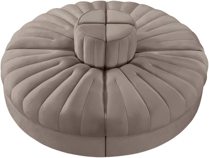 Rummi - Round Velvet Performance Fabric Upholstered 4 Piece Modular Sofa
