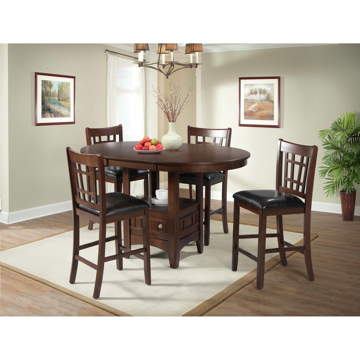 Max - Pub 5 Piece Dining Set - Walnut