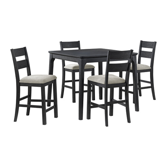 Garcia - 5 Piece Counter Set With Table And 4 Chairs - Black