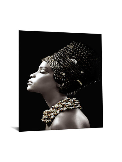 Temp Glass With Foil & Rhinestones - Woman Side Profile - Black