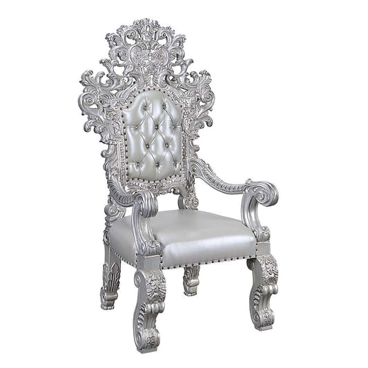 Valkyrie - Arm Chair (Set of 2) - Synthetic Leather & Antique Platinum