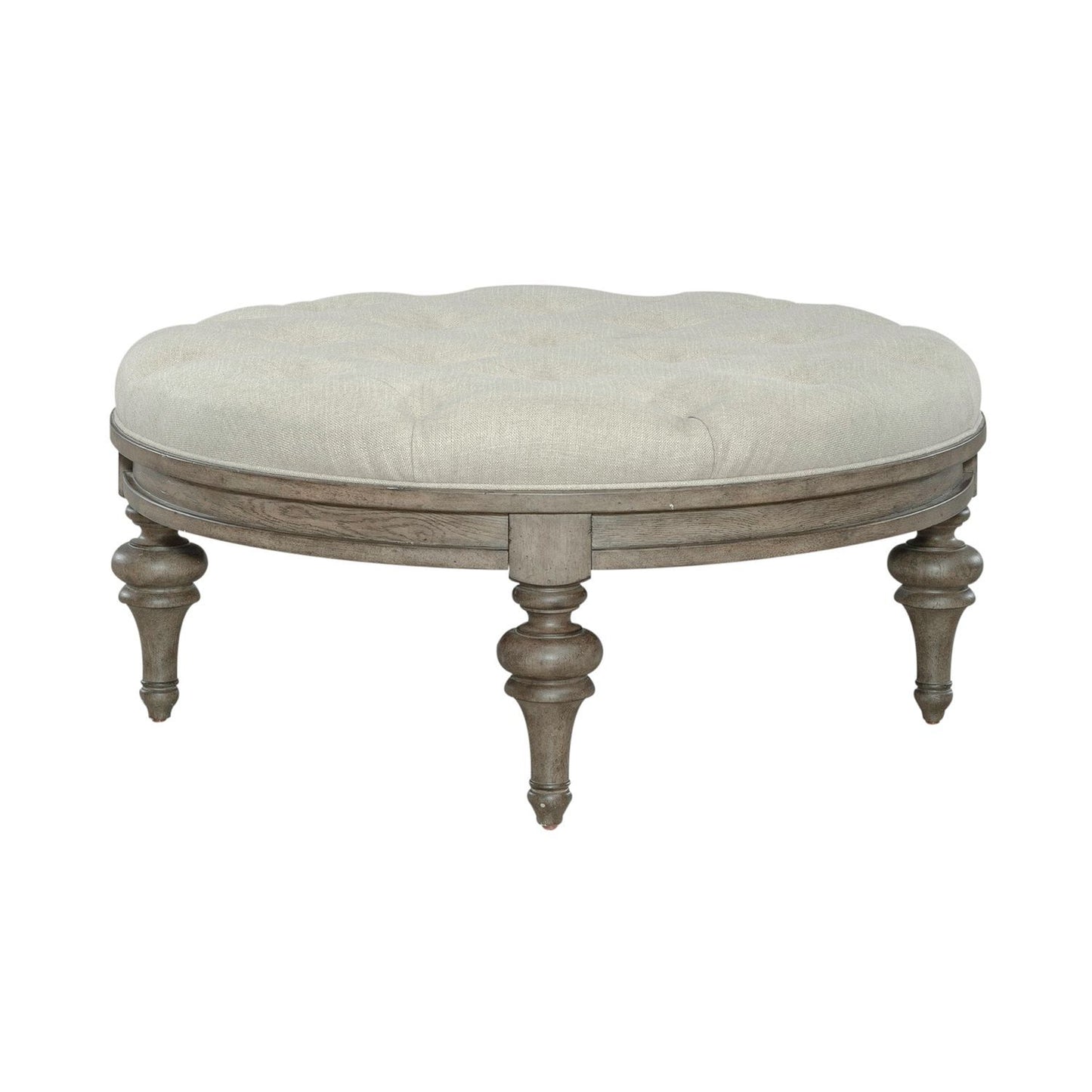 Americana Farmhouse - Round Cocktail Ottoman - Dusty Taupe