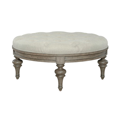 Americana Farmhouse - Round Cocktail Ottoman - Dusty Taupe
