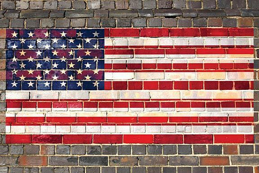 Usa Flag On Brick 2 By JG Studios (Small) - Red